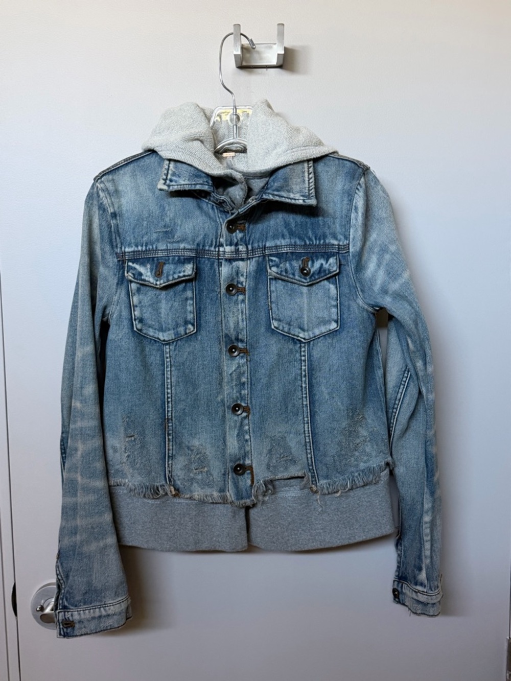 Free People denim jacket with sweatsuit insert